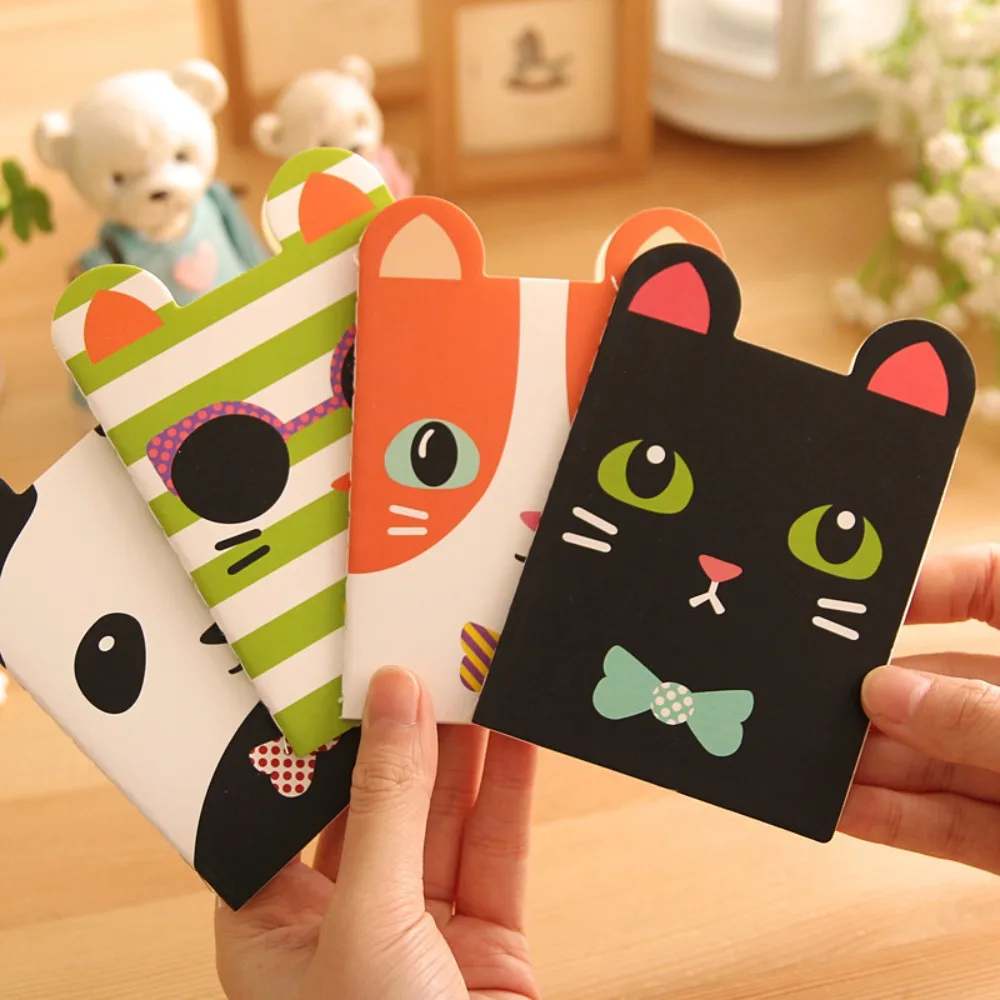 Mini Cute Kawaii Journal Diary Notebook Lined Paper Notepad Kids Stationery School Office Supply Gift Black Cat Panda