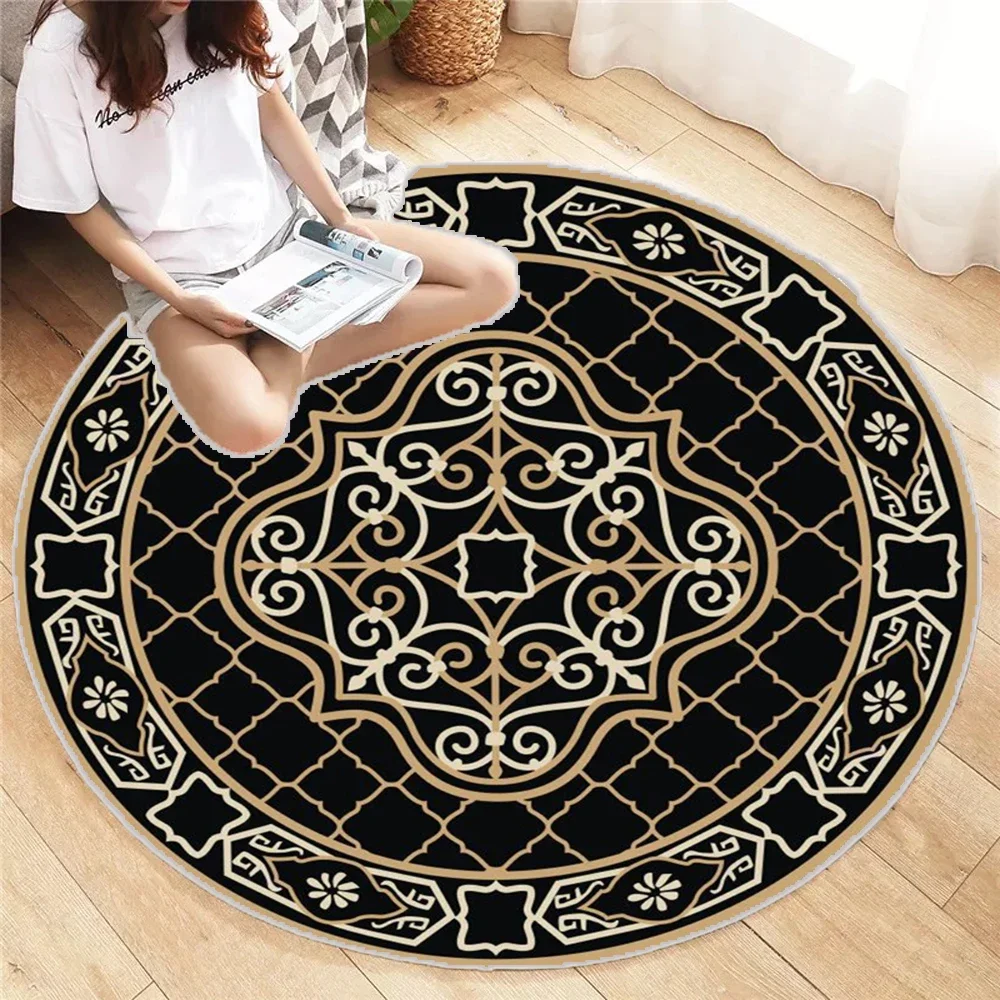 Round Rug Scandinavian Balcony Coffee Table Hanging Basket Floor Mat Living Room Abstract Floor Home Decor Bedside Reading Mat