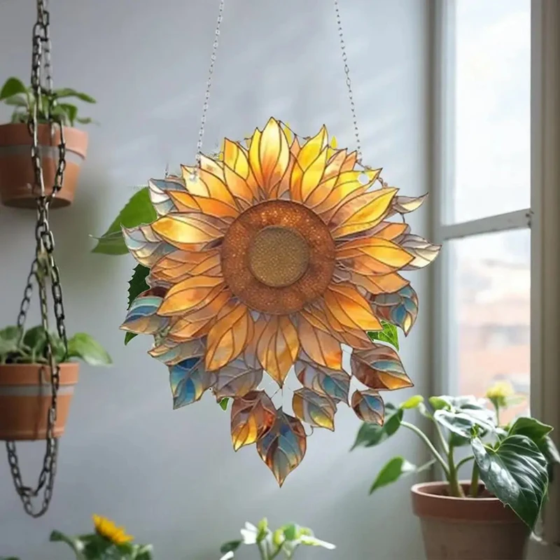 Girasole acrilico appeso a parete decorazione di piante di girasole porta finestra appesa decorazione decorativa della camera da letto decorazione della stanza