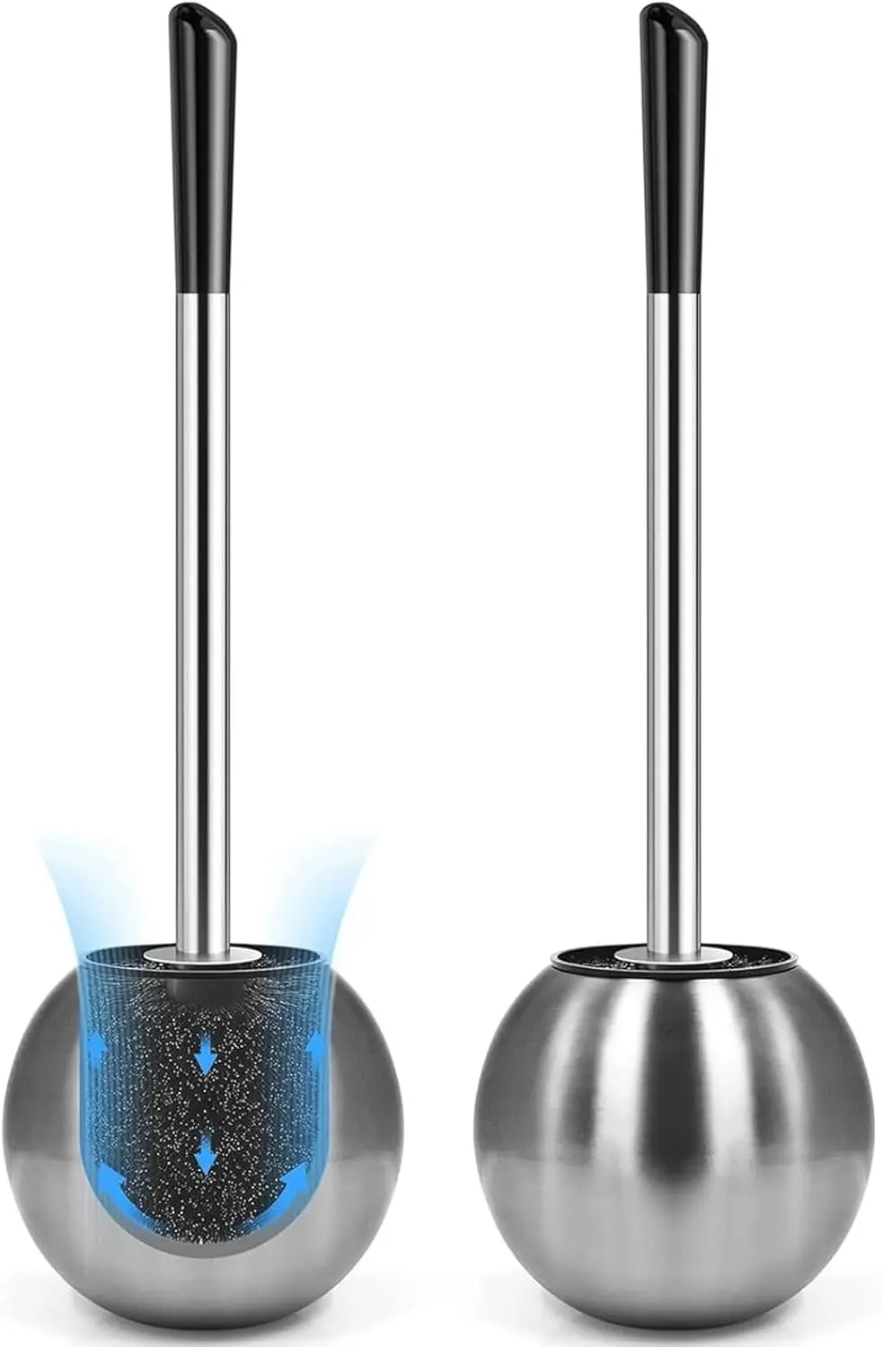 

2-Pack Toilet Brush and Holder, 304 Stainless Steel, Extended Handle, Durable & Ergonomic