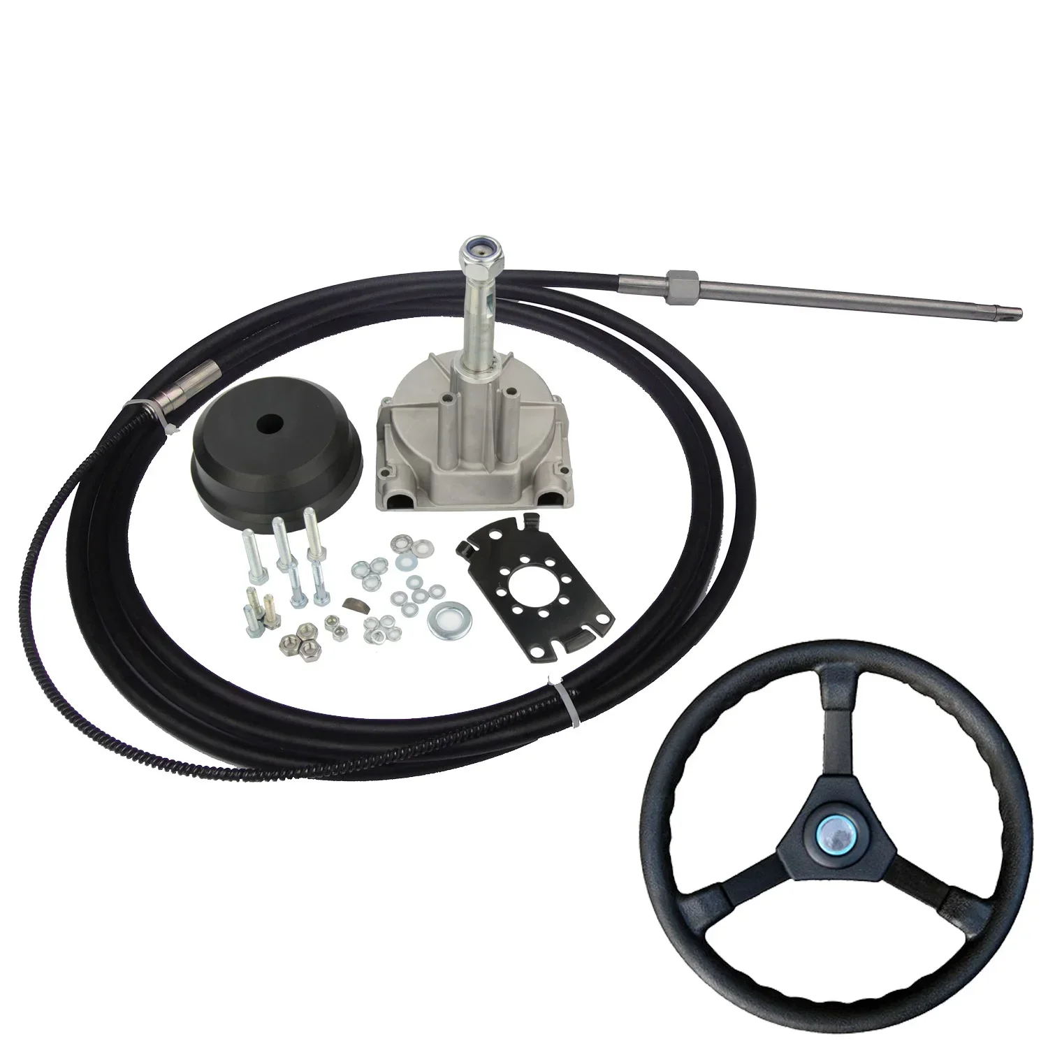 

12FT Outboard Single Turbine Rotating Mechanical Steering System Cable & Wheel