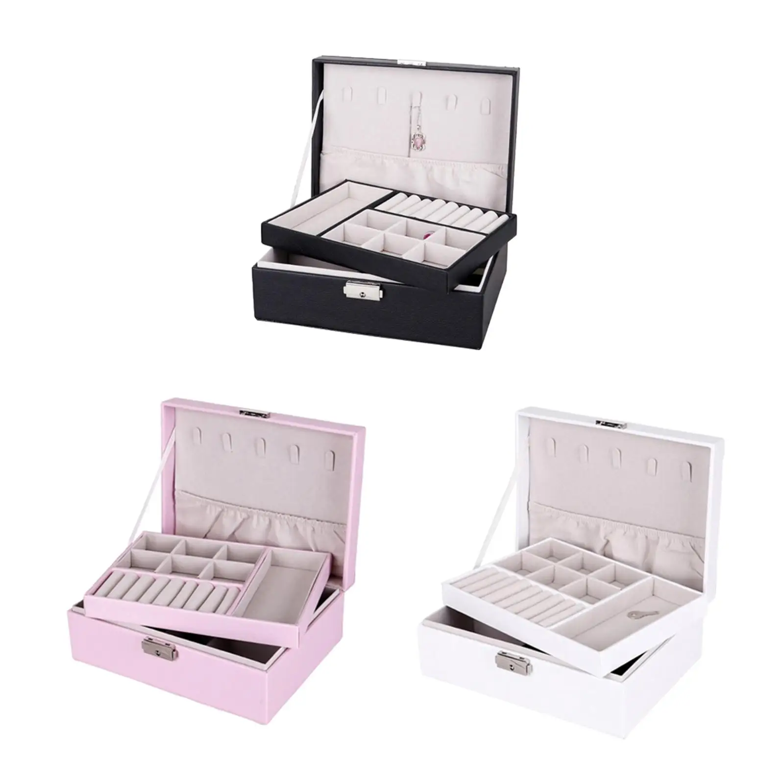 

Jewelry Box Organizer Layer Storage Case for Earrings Rings Clips