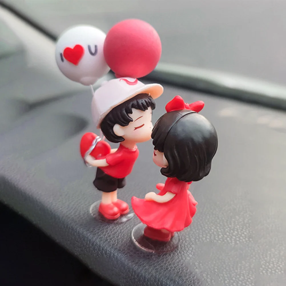

2pcs Kissing Couple Car Interior Decoration Cute Dashboard Accessories For Women Resin Car Ornaments Vehicle Aesthetic