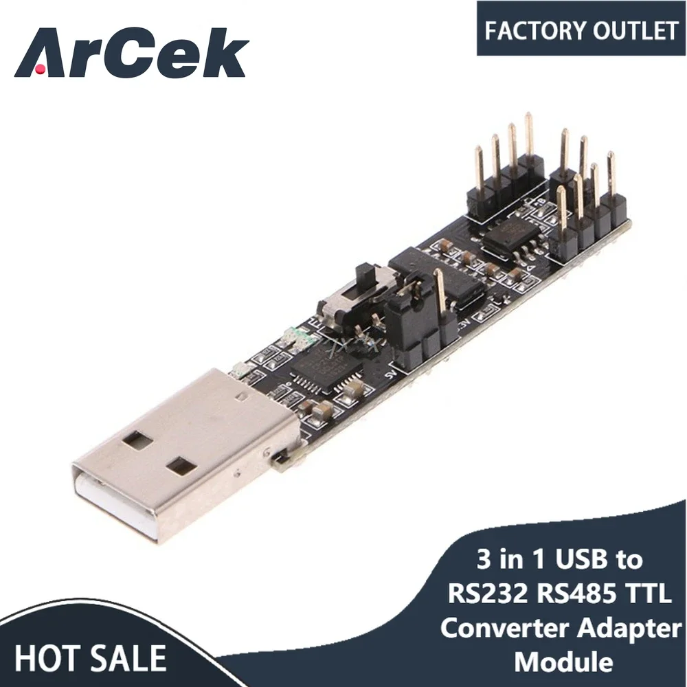 

3 in 1 USB to RS232 RS485 TTL Converter Adapter Module 5V 500mA USB TLL Serial Port Module CP2102 2Mbps Chip Connector for Win7