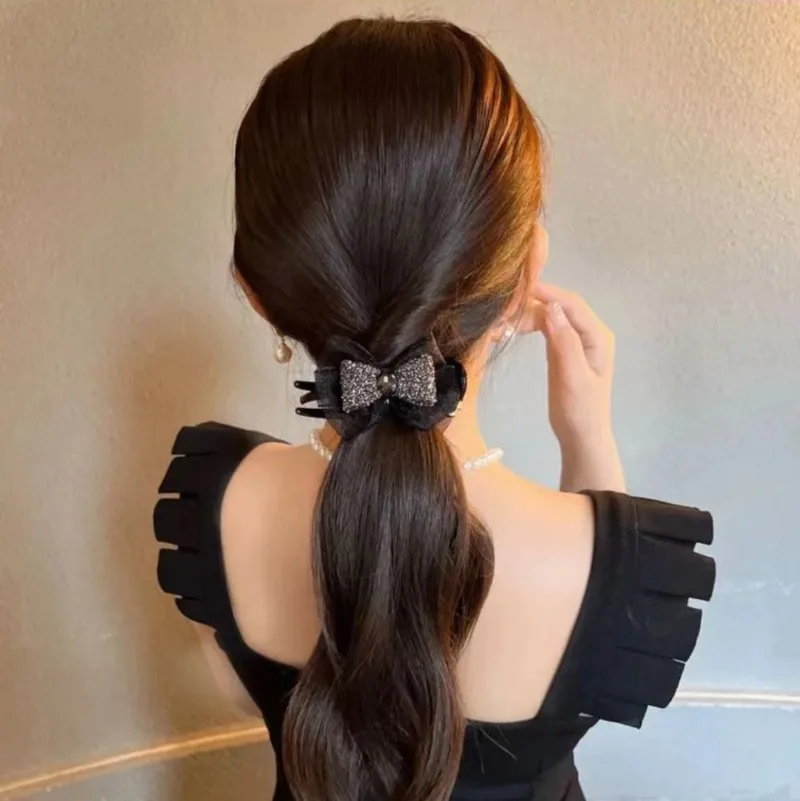 2023 Rhinestone Hair Claw Ponytail Hairpin Girls Ball Hairstyle Large Hair Clip Headdress Women Gripper Summer Hair Accessories