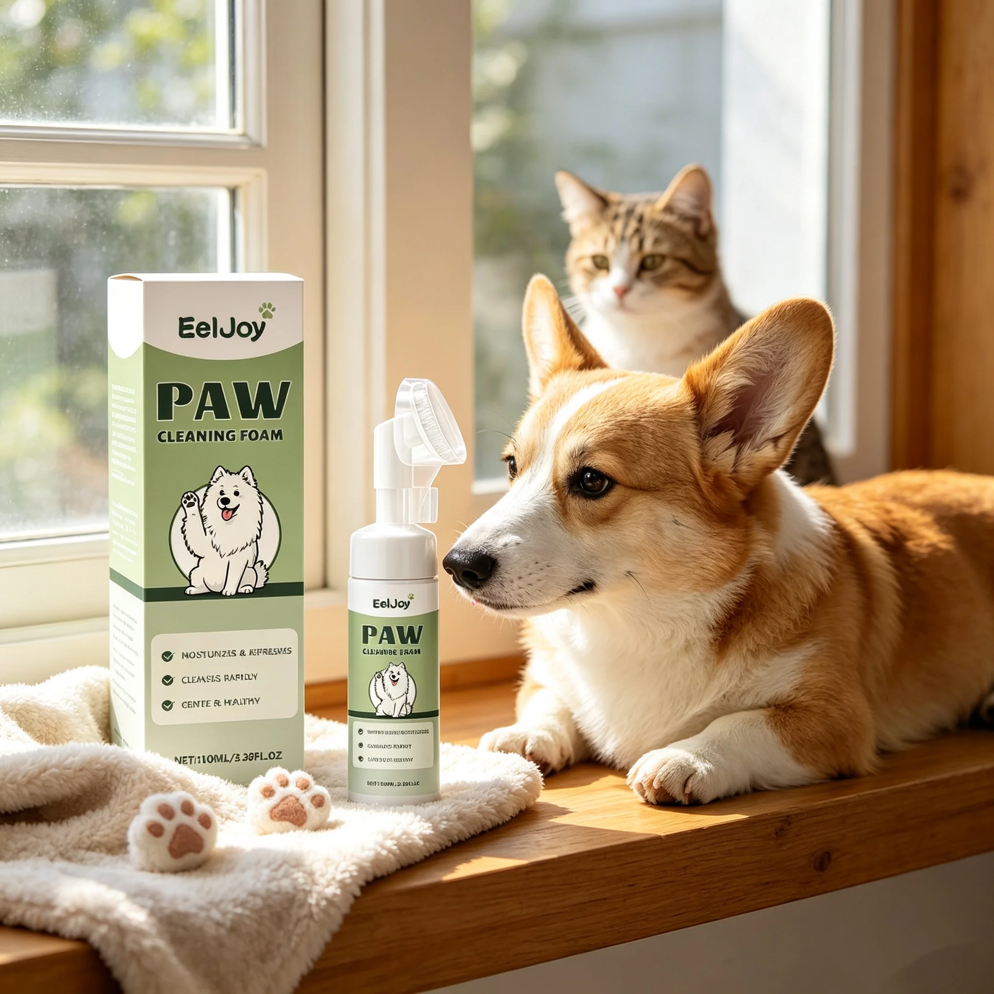 100ml Paw Cleaner Foam Dog & Cat Claw Cleaner Waterless Pet Shampoo With Brush For Rinse-Free Pet Supplies Cat Paw Deep Cleanser