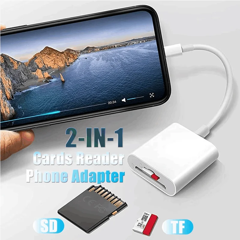 Type C Card Reader 2 in 1 SD TF Adapter For iPhone15/16/17 Huawei Samsung iPad Tablet Macbook USB-C Mobile Phone Cardreader
