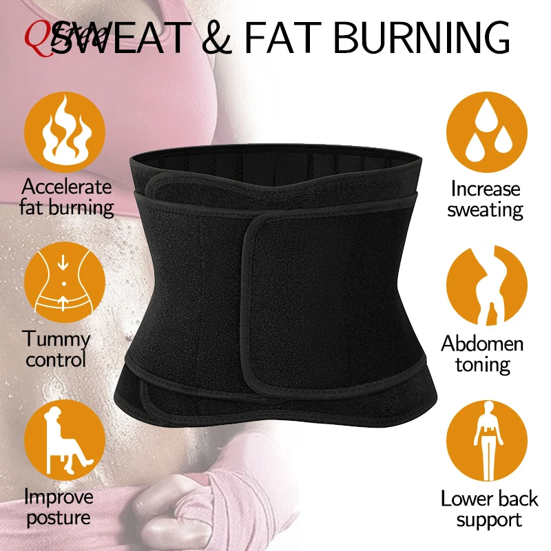 Qtree Waist Trainer Cincher Belt for Women Tummy Control Sauna Sweat Trimmer Body Shaper Sport Girdle Workout Slim Belly Band