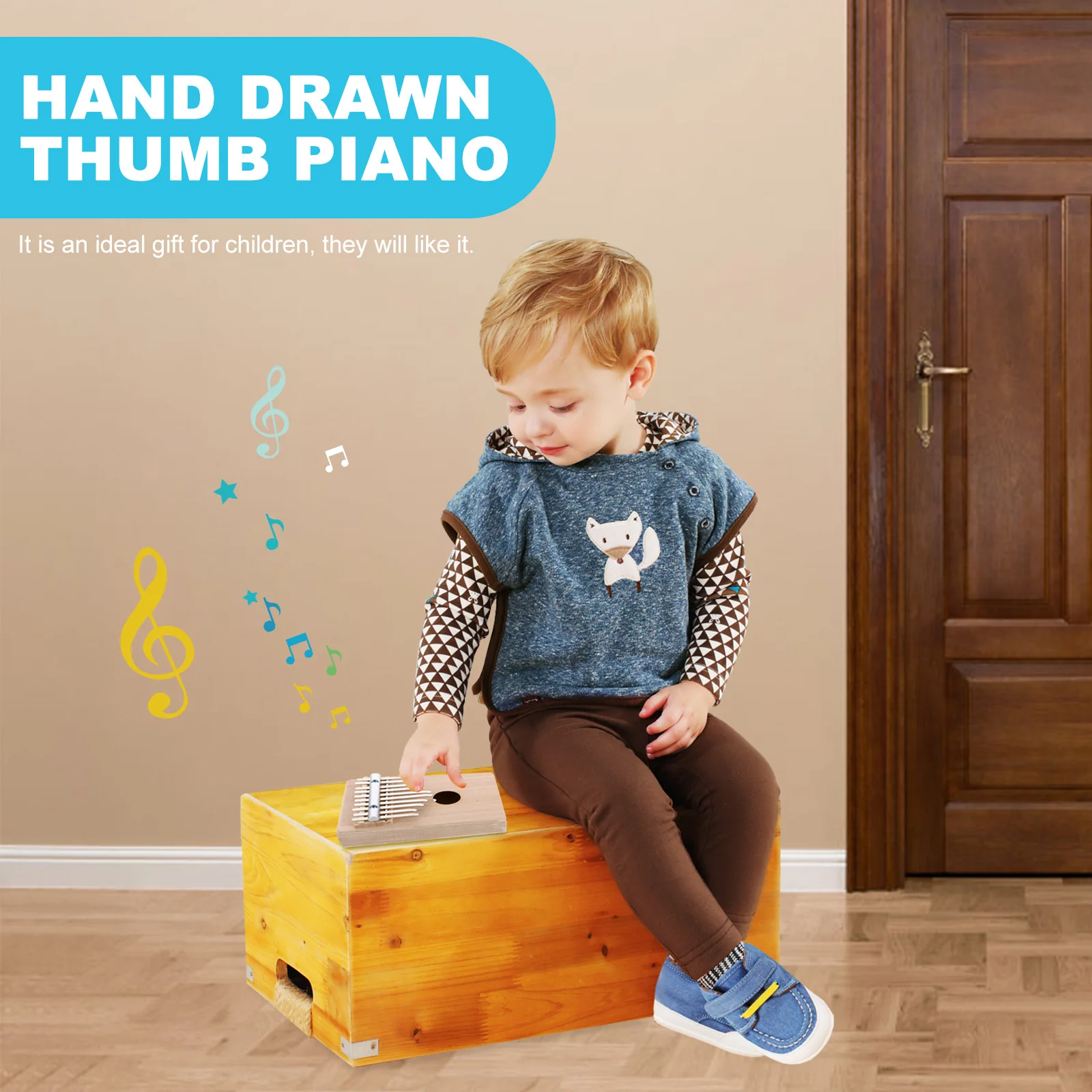 

DIY Thumb Piano 10 Keys Mini Handheld Kids Instruments Music Plywood Gifts Hand Painted Fresh Sound Melodious Unique Appearance