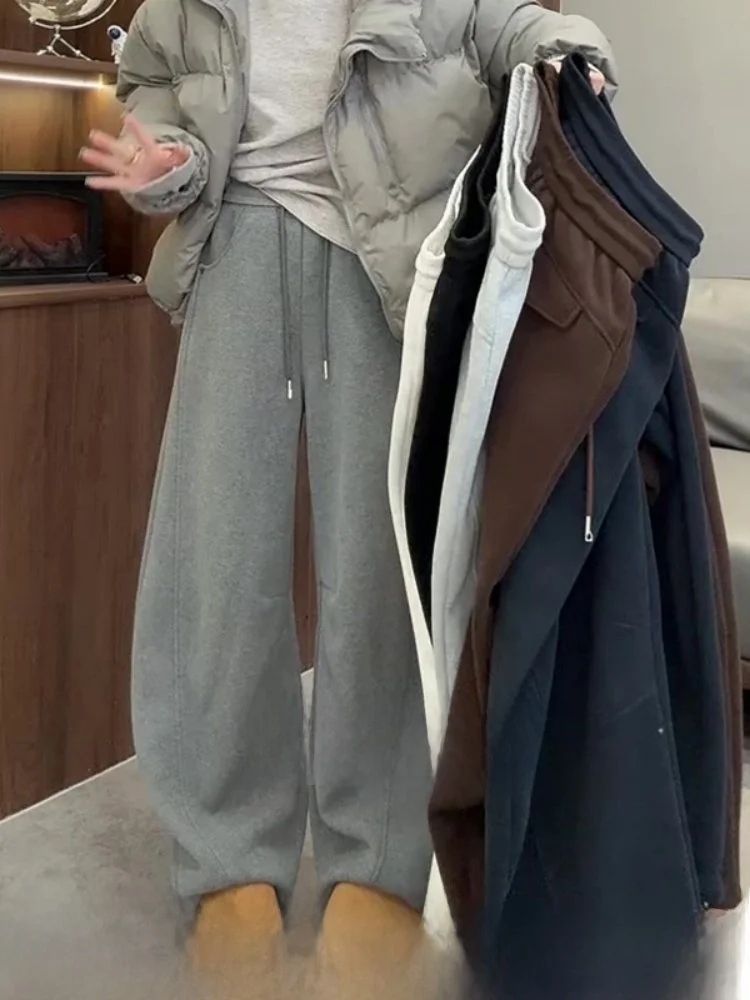 

Женские утепленные повседневные брюки из чистого хлопка, модные спортивные брюки для похудения, брюки-харлан с высокой талией, корейские брюки для повседневной носки