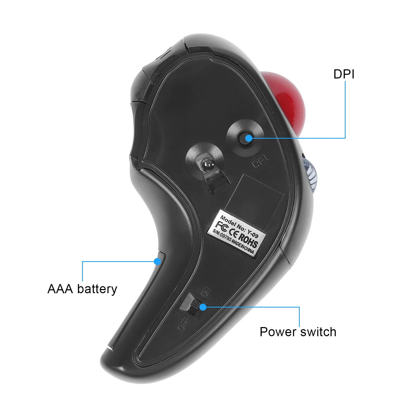 Nowa mysz Trackball ergonomiczna mysz biurowa 3D Mini, w tym 2.4G bezprzewodowa/przewodowa mysz komputerowa Mause 1600DPI USB dla pulpit PC