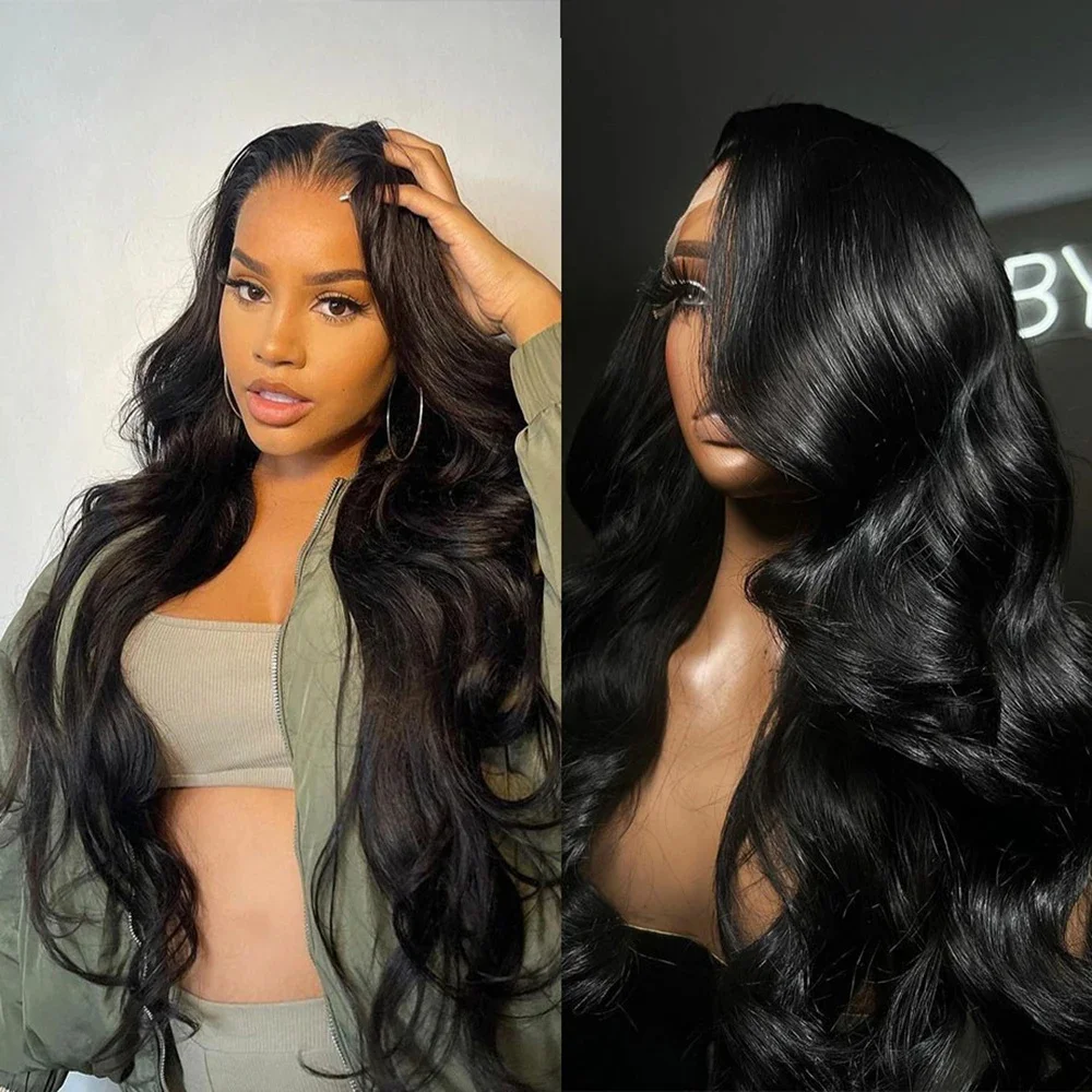 Nadine Body Wave Lace Frontal Wig 13x4 13X6 Transparent Lace Front Human Hair Wig Brazilian Loose Water Wavy Lace Wig 32 40 Inch