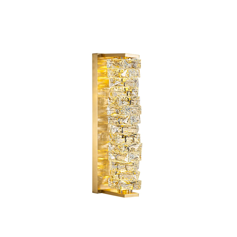 

All-copper crystal wall lamp, post-modern living room staircase aisle lamp, bedroom bedside lamp