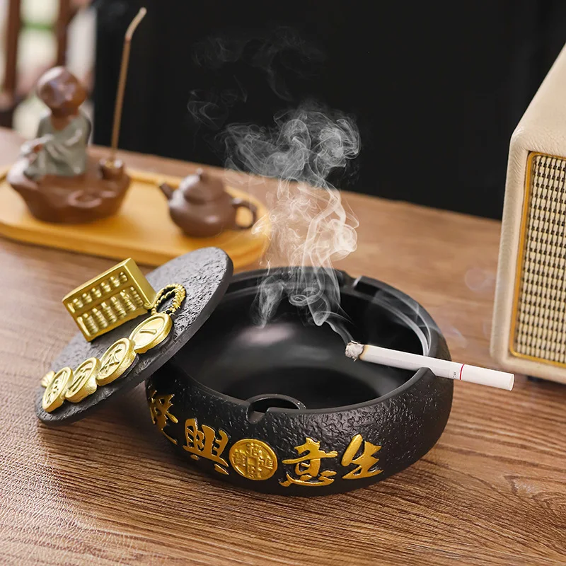 Chinese-style Ashtray Anti-fly Ash Storage. Living Room And Office Wealth Management Covered Ashtray. Miscellaneous Storage Box.