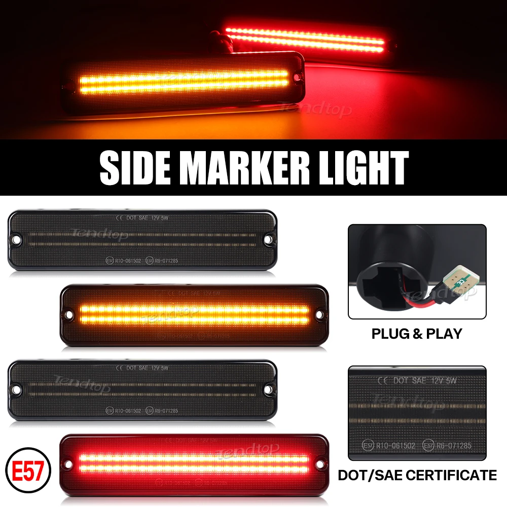 4pcs Flowing  Blinker  LED Side Marker Lights Front Bumper For Jeep  Cherokee SJ CJ-5 CJ-6 CJ-7 CJ-8 J10 J20