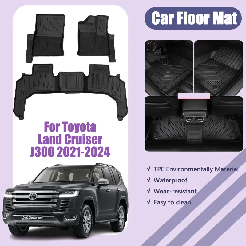 

Автомобильный коврик RHD для Toyota Land Cruiser J300 LC300 2021-2024, грязеотталкивающий водонепроницаемый коврик для ног, подкладка под заказ, автомобильные аксессуары