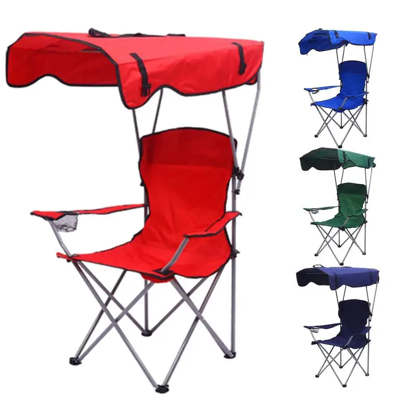 Folding Camping Chair Beach Chair Folding Camping Leisure Chair with Canopy Shade for Outdoor Fishing Festival Lawn Picnic