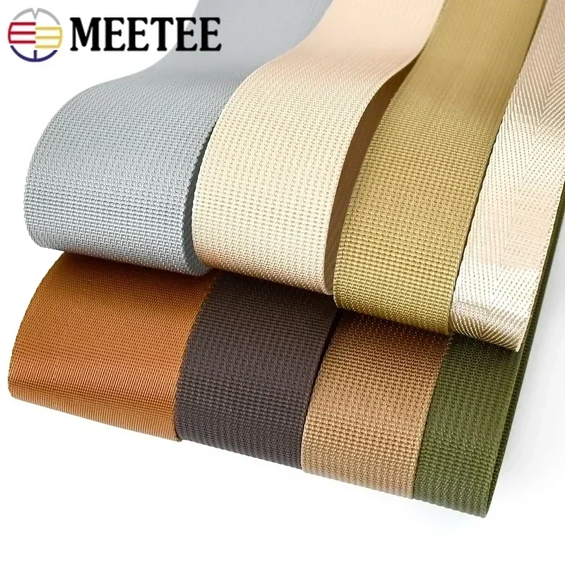 Meetee 8Meters 25-50mm High Quality Nylon Webbing Band Herringbone Pattern Lace Tape Ribbon DIY Bag Strap Sewing Accessories