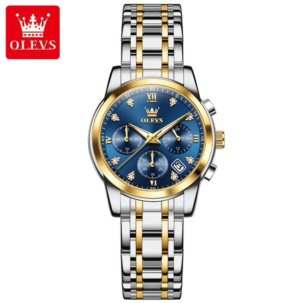 OLEVS Women Watch Luxury Brand Quartz Watch Waterproof Luminous Date Chronograph Women Bracelet Dress Diamond Watch Womens Reloj view 3