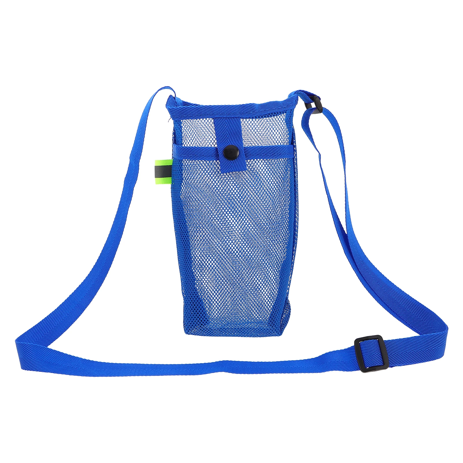 

Water Bottle Carrier Bag Blue Lightweight Mesh Holder Adjustable Shoulder Strap for Hiking Traveling Camping Sports Water Bottle