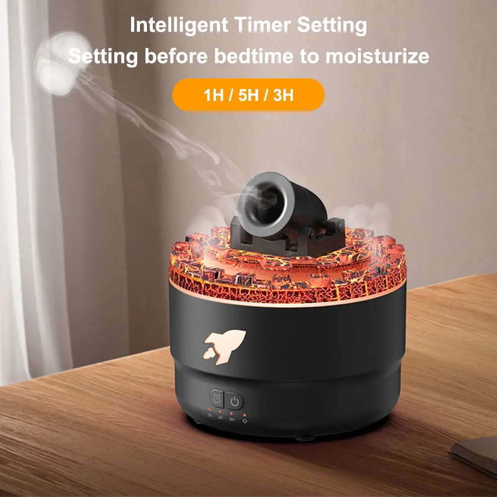 Volcanic Crack Cannons Humidifier Essential Oil Diffuser with Timer RGB Cannon Blast Aroma Humidifier Aromatherapy Diffuser