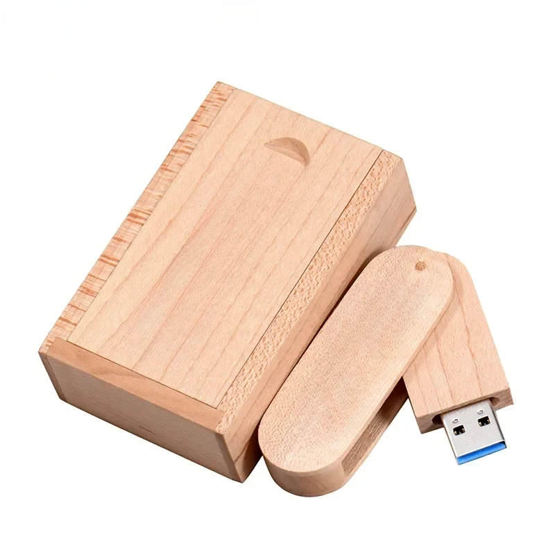 Saber kayu kecepatan tinggi, Flash Drive USB 3.0 kecepatan tinggi berputar 128GB Pen Drive 64G stik memori fotografi penyimpanan hadiah pernikahan