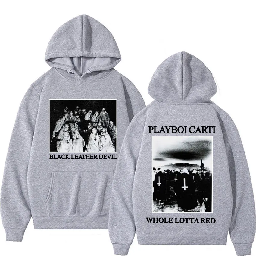 Playboi Carti WLR Black Leather Devil Album Tour Hoodies Men Fashion Vintage Casual Sweatshirt Hoodie Unisex Harajuku Streetwear