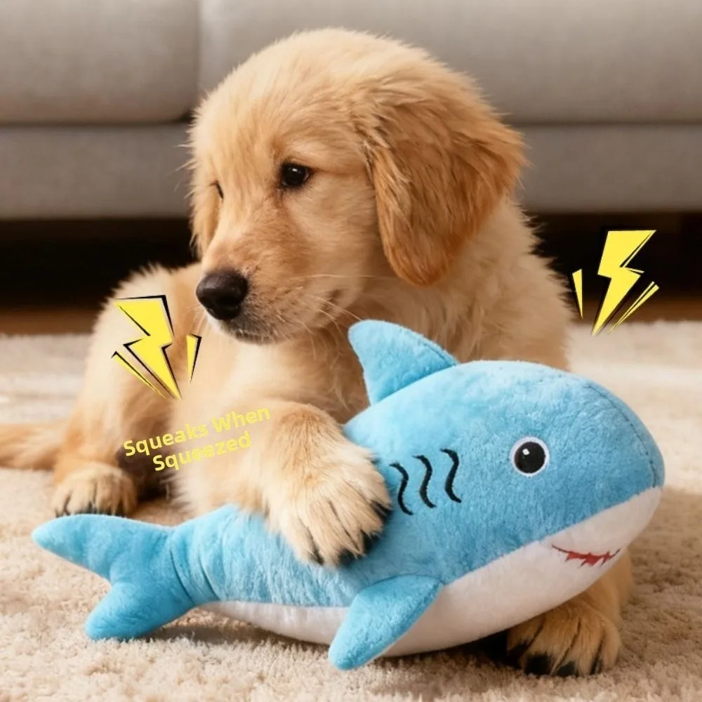 

Simulated Shark Squeaky Dog Toy Cartoon Bite-resistant Sound-making Plush Toy Wear-resistant Portable Pet Interactive Toys