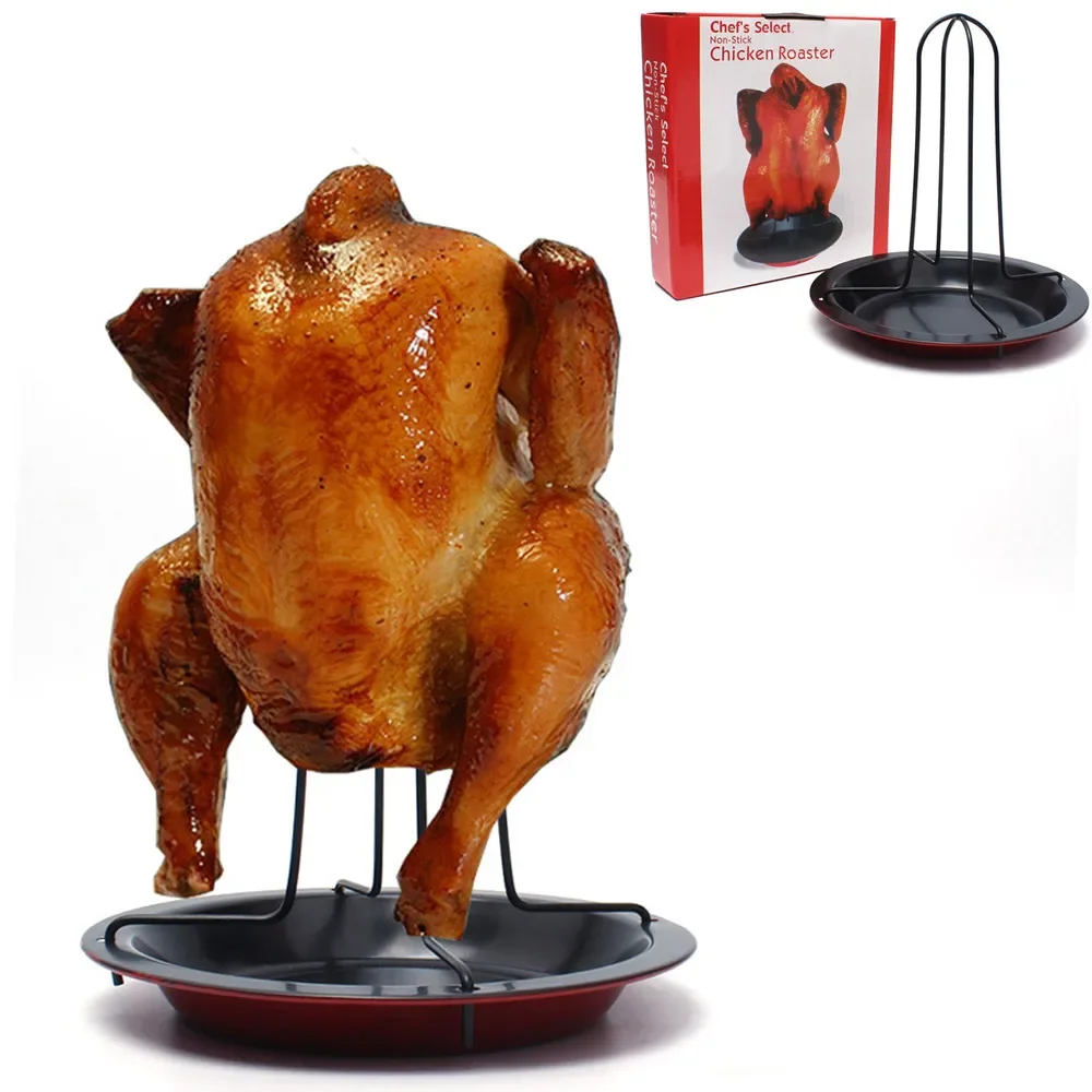 1PC Kitchen Outdoor BBQ Tools Chicken Duck Holder Rack Grill Stand Roasting for BBQ Rib Non Stick Carbon Steel Grilling Tools