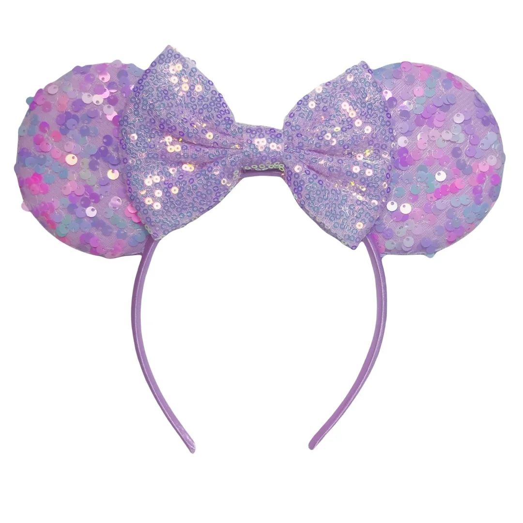 Halloween Purple Colors Mouse Ears fascia per capelli Festival con paillettes Bow Hairband Party Cosplay accessori per capelli per ragazze bambini