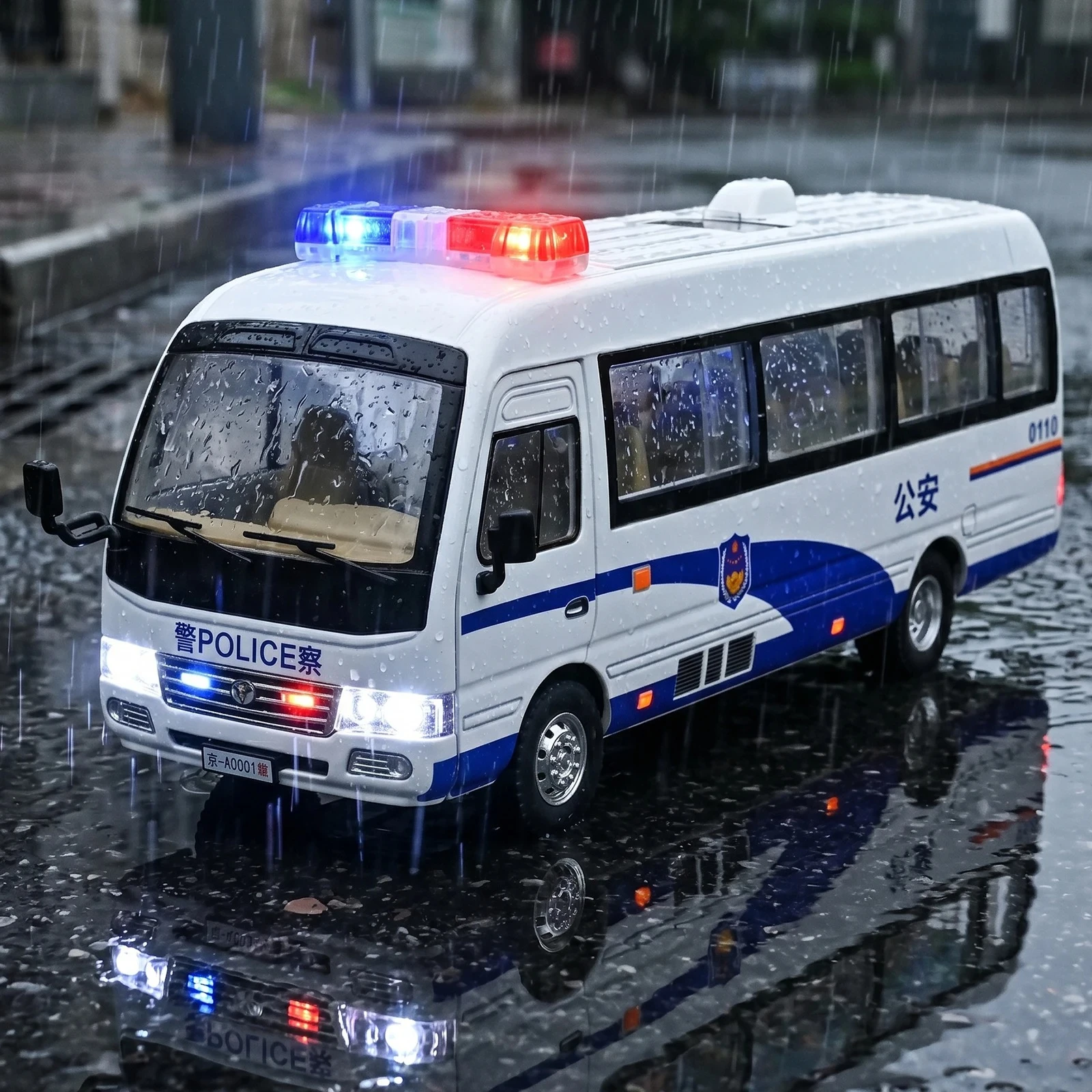

1:24 Coaster Public Security Police Modified Version Minibus Alloy Car Diecasts Vehicles Car Model Miniature Scale Model