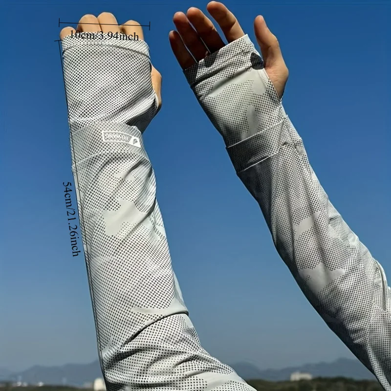 1pair Ice Silk Arm Sleeves Loose Fit,Summer Cooling UV Protection Arm Covers for Men,Extended Sleeves for Fishing Outdoor Sports image 2