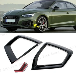 1Pair For Audi A5 S5 2020 2021 2022 Car Front Bumper Fog Light Lamp Cover Frame Lid Cap Hood Sticker Trim