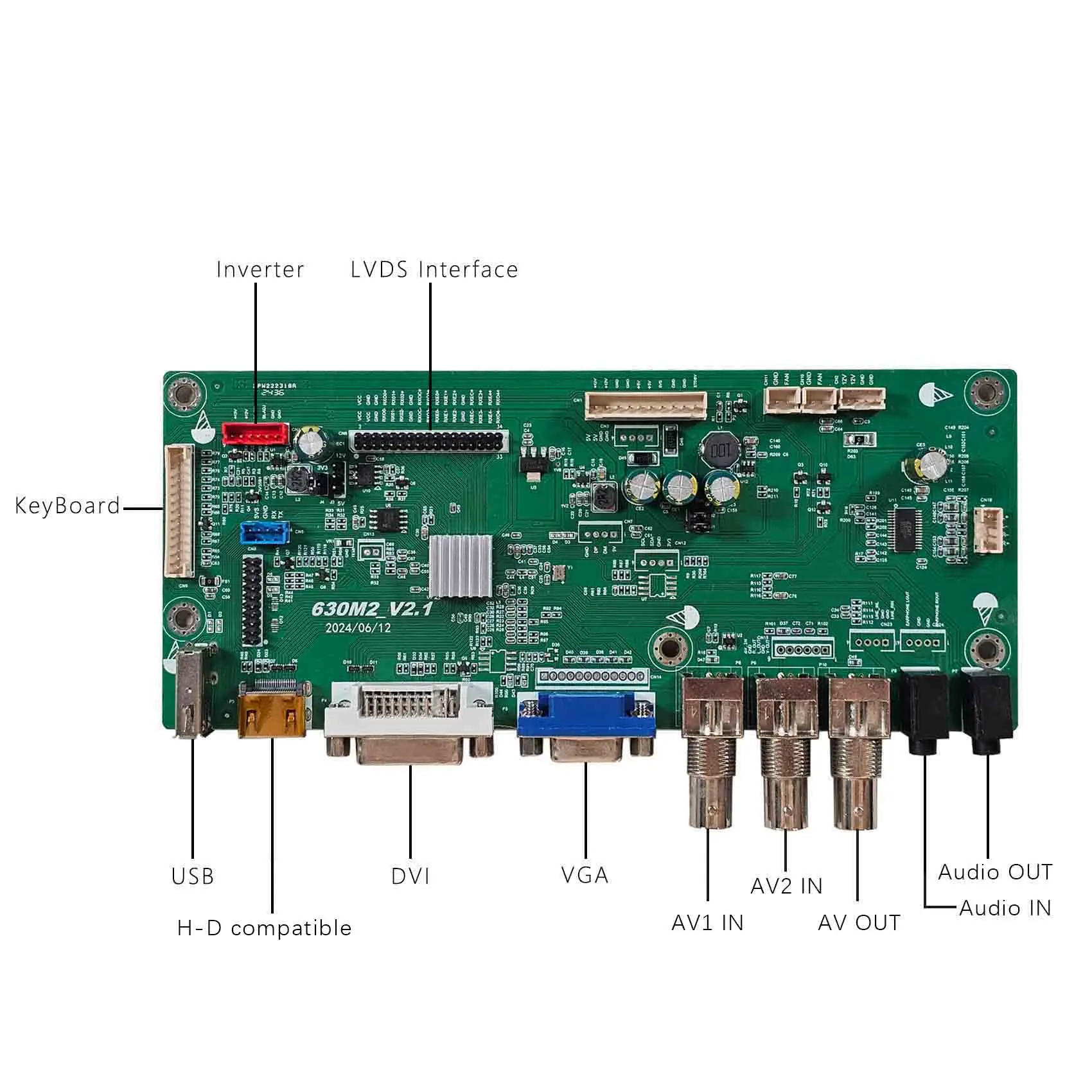 Placa controladora LCD USB VGA DVI 2AV pantalla LCD táctil de 12,1 pulgadas G121HAX01 1920x1200