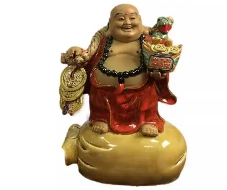 Shiwan Ceramic Maitreya Buddha Home Decoration for Wealth and Happiness; Shop Opening Decoration