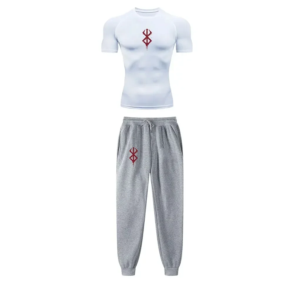 Anime Fury Intestine Set, Printed Gym Set, Men's Sports Training, Quick Drying Shirt+Sports Pants, tracksuit men