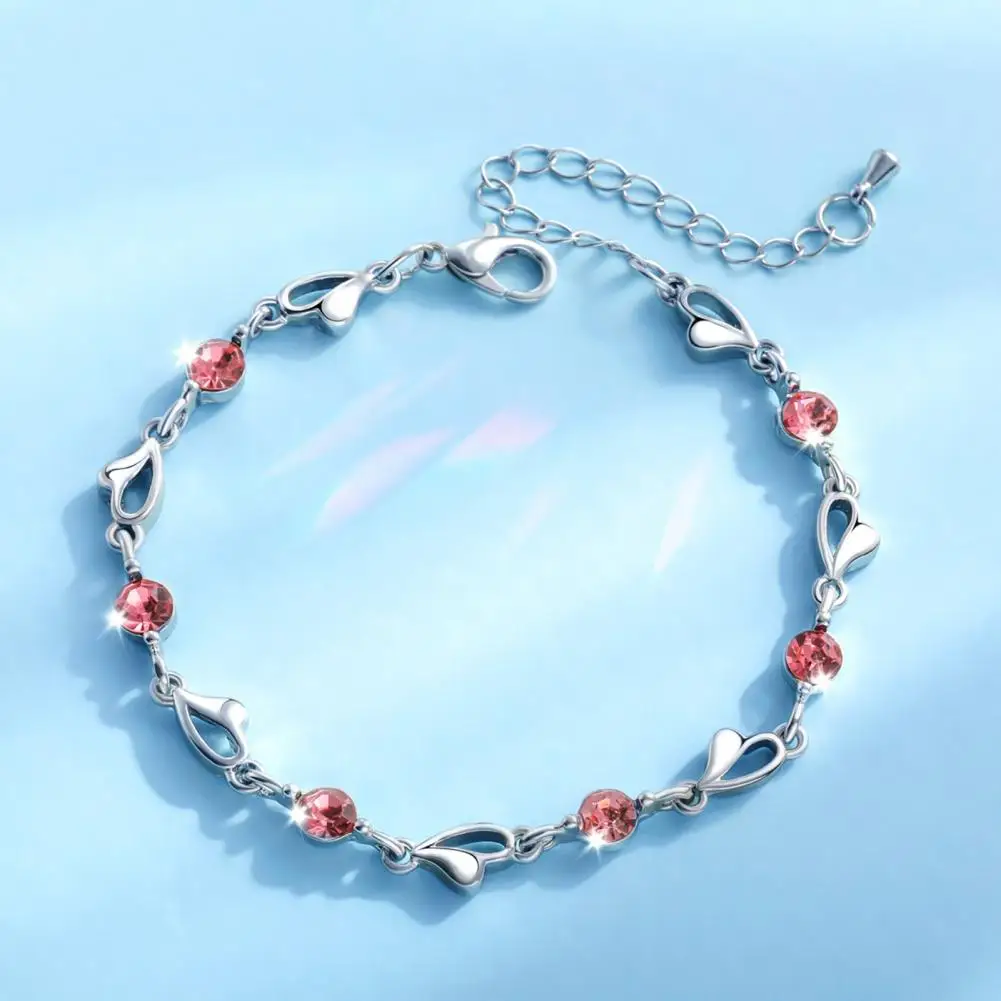 Romatic Love Women Bracelet Spiritual Bracelet Blue Cubic Zirconia Women’s Bracelet Ocean Heart Adjustable Length Bangle