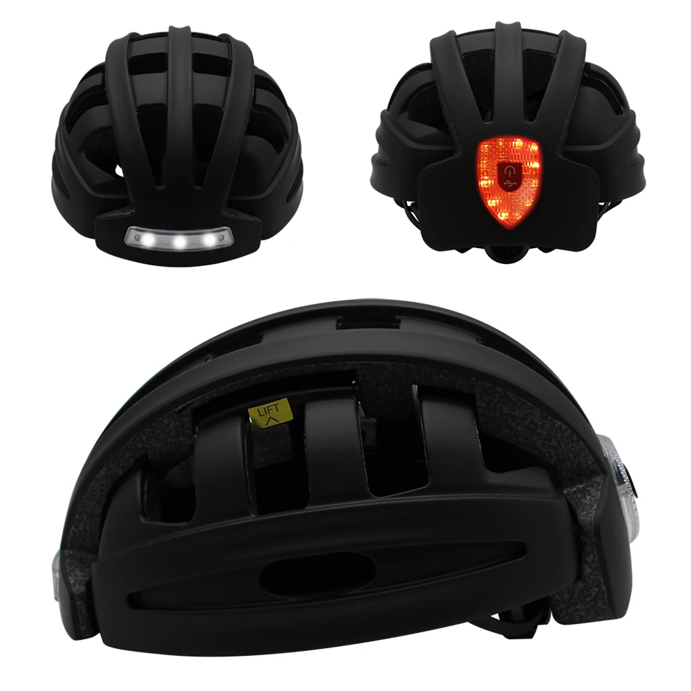 LED Portable Riding City Helmet Folding Cycling MTB Road Helmet Bicycle Lightweight With Taillight Headlight