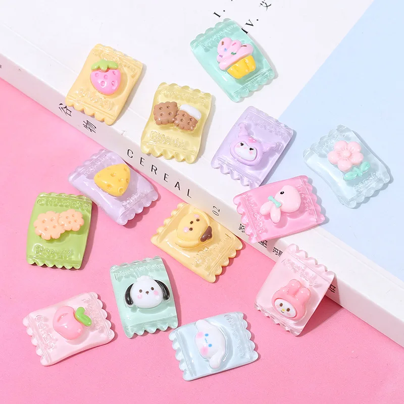 New 20pcs Resin Cabochons Flatback Kawaii Cartoon Sweet Candy Slime Charms for DIY Jewelry Making Accessories Girls Decoration