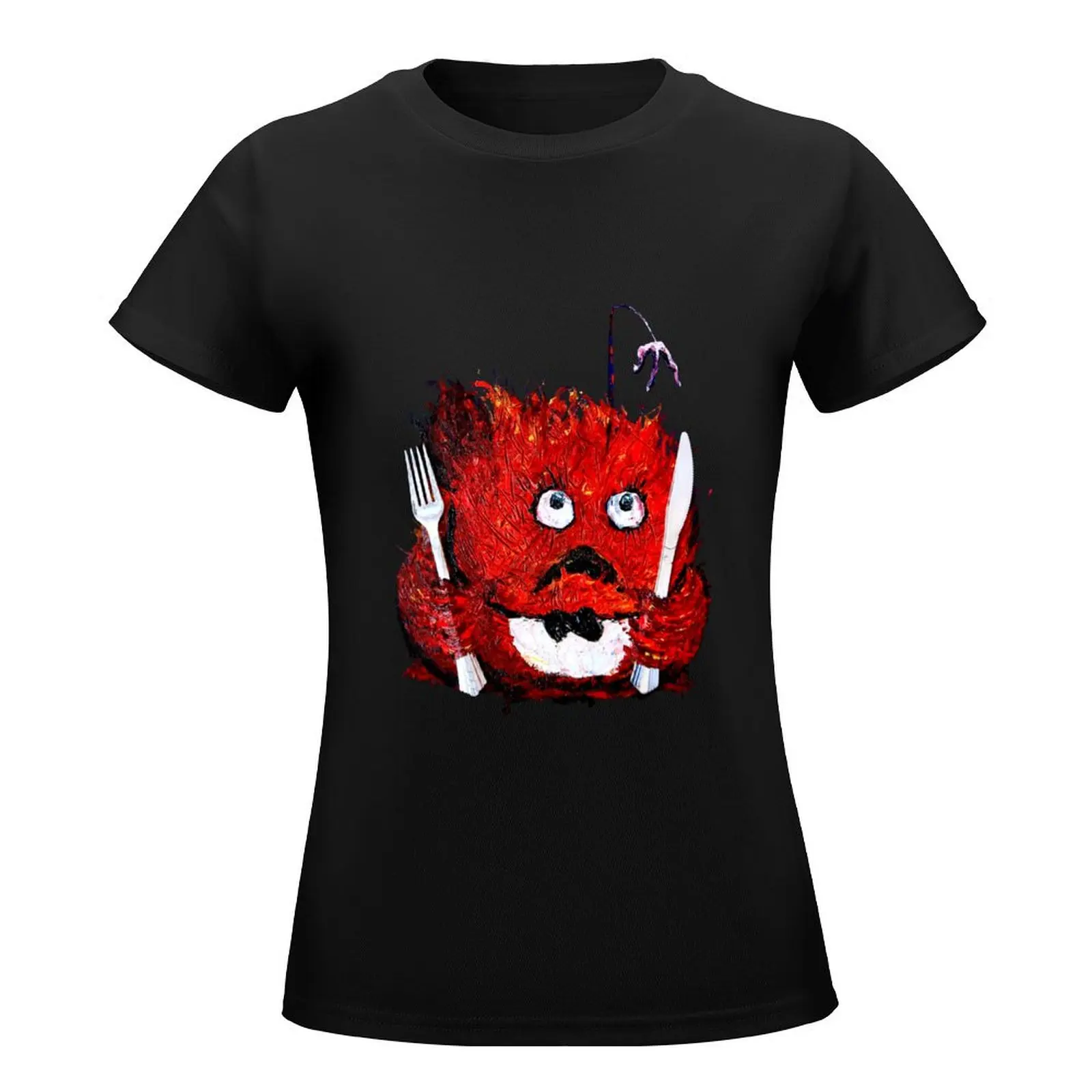 Anglerfish Frogfish No To Plastic Forks and Knives T-Shirt animal print tees oversized t shirts for Women