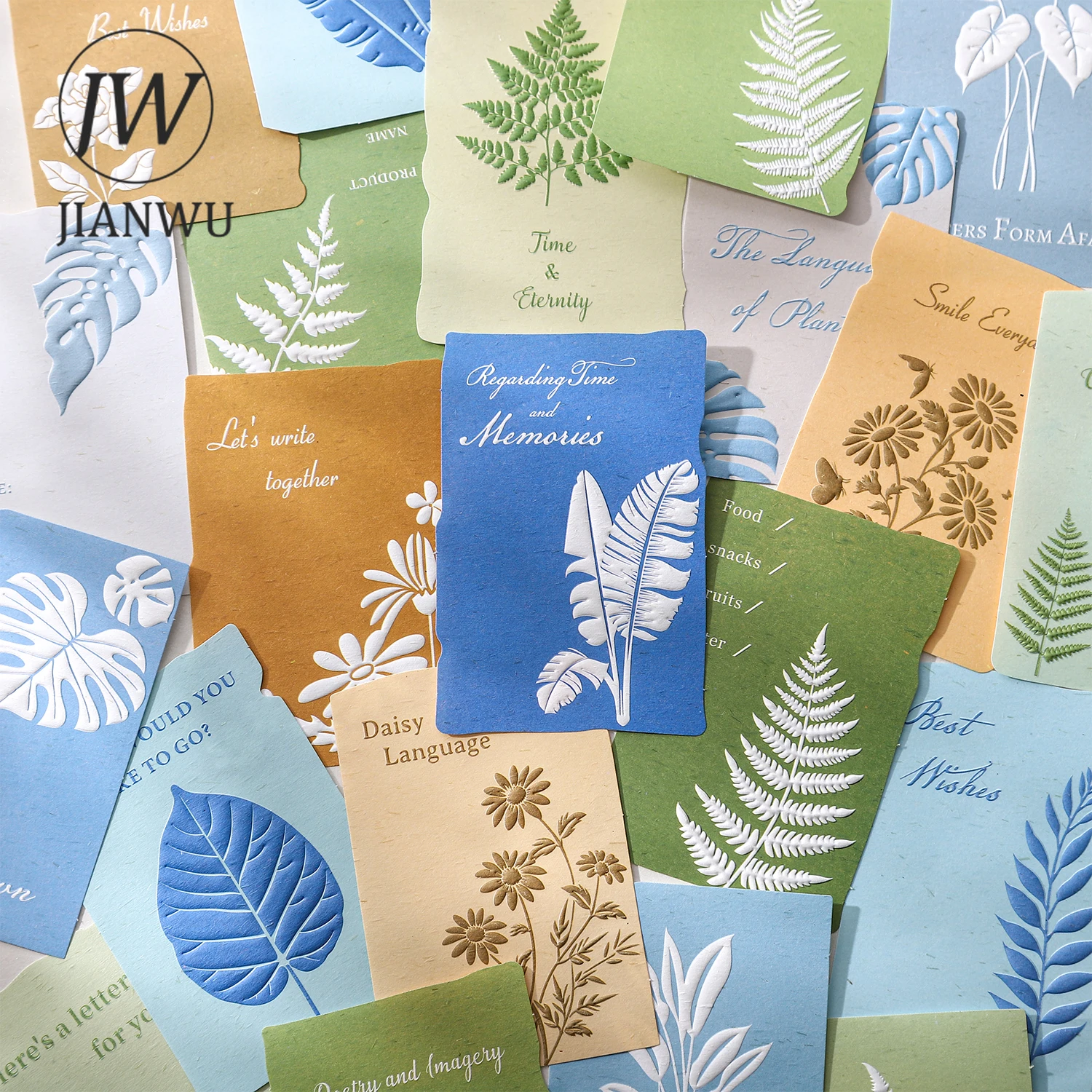 

JIANWU Botanical Verses Series Vintage Plant Flower Landscape Material Collage Memo Pad Creative Junk Journal Stationery