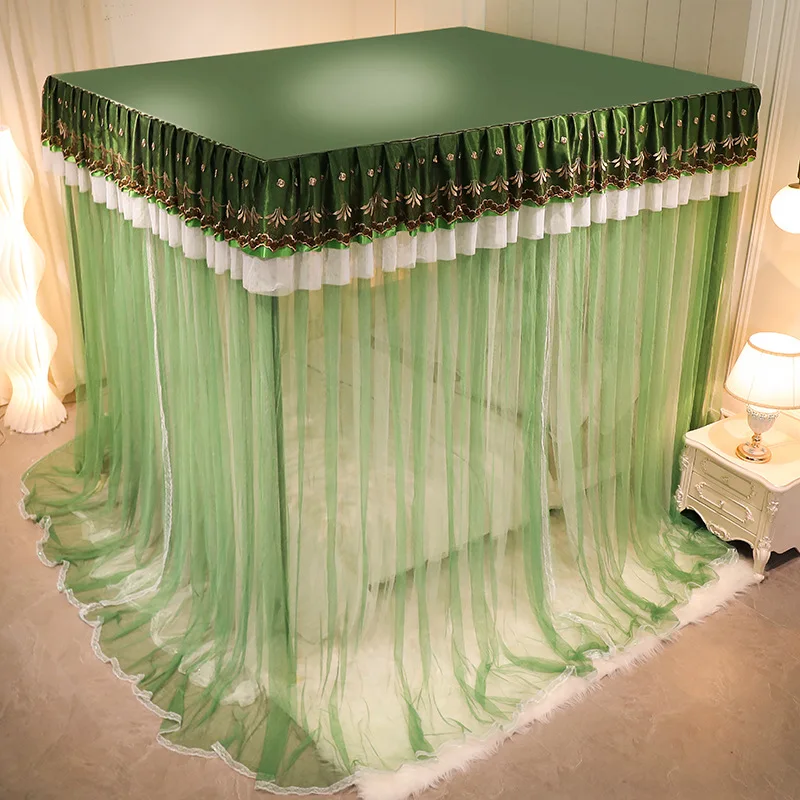 Embroidered Double-Layer Mesh Bed Curtain Double Bed 1.5 Meters/1.8 Meters/2.0Meters Bedroom Mosquito Proof Palace Mosquito Net