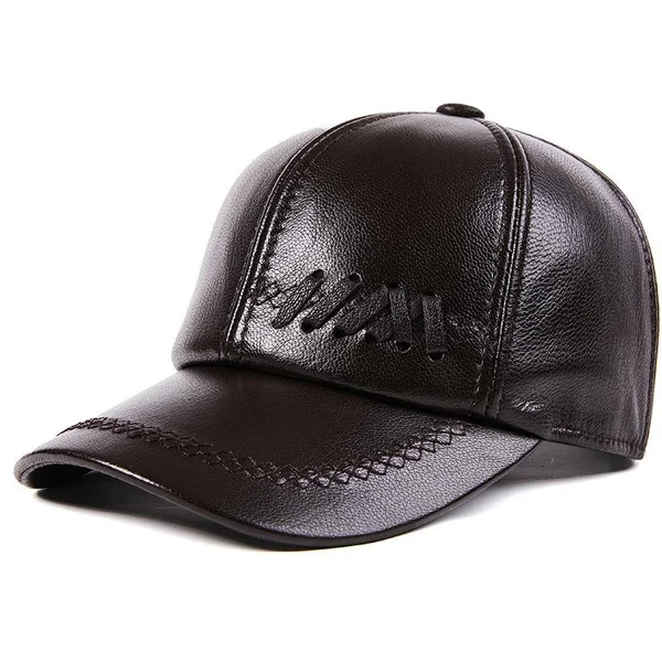 Lambskin Leather Baseball Cap Sheepskin Adjustable Snapback Hat