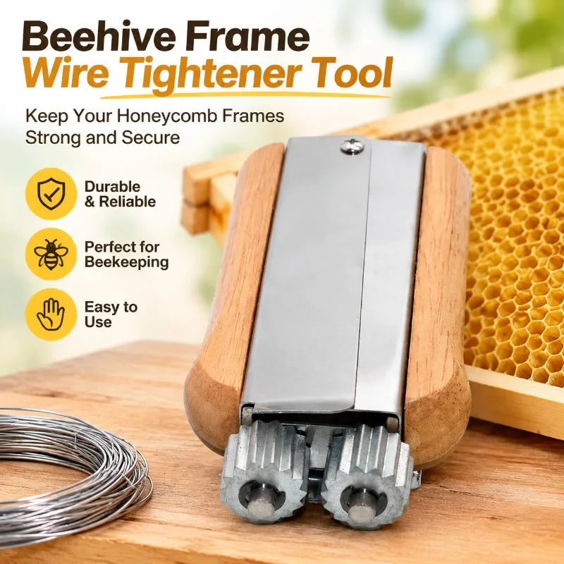 Beekeeping Tools Bee Frame Wire Tensioner Beehive Metal‑thread Tightening Device Wooden Handle Wire Fastener Practical Apiary
