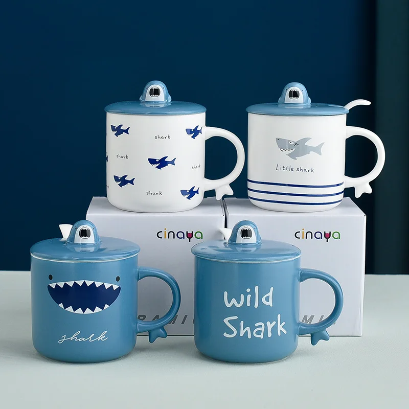 New Style Shark Ceramic Cup Breakfast Mug Beer Ceramic and Pottery Cup for Tea Cups Original Mugs Coffee Cups Go