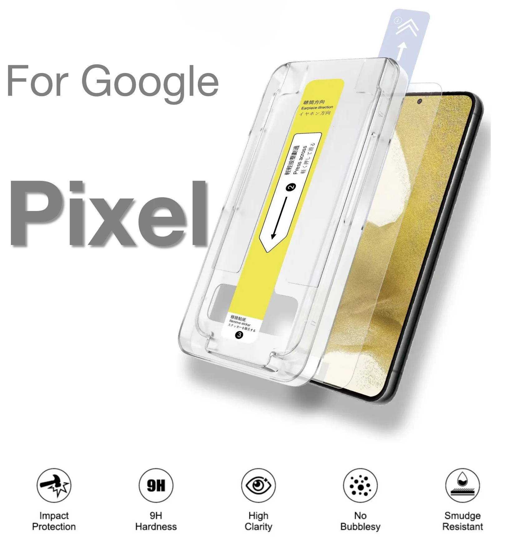 Google Pixel 9 Pro 9Pro 8Pro 7a 7 6a Tempered Glass Screen Protector - Strong Protection, Anti-Smudge, and Easy Installation Kit