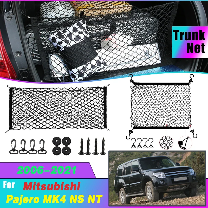 

Car Trunk Storage Net For Mitsubishi Pajero Montero Shogun NS NT NW NX V80 V73 MK4 2006-2021 Rear Stretchable Mesh Pocket Nets