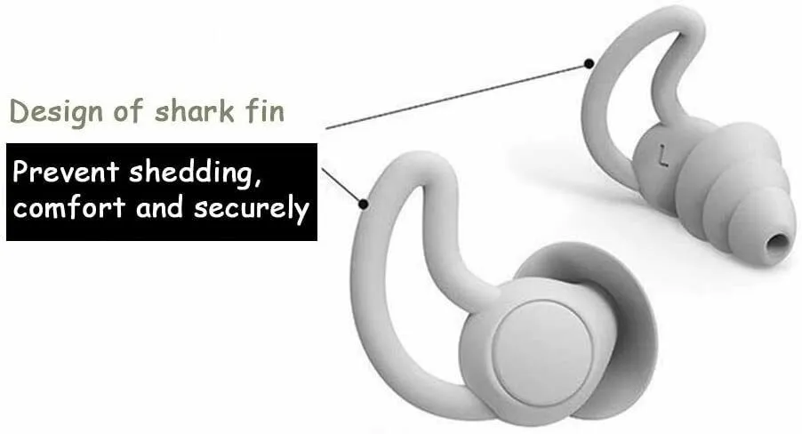 Tapones para los oídos reutilizables, silicona segura, cancelación de ruido, 3 capas, 40dB, un par de niños y niñas para dormir, calidad práctica gris