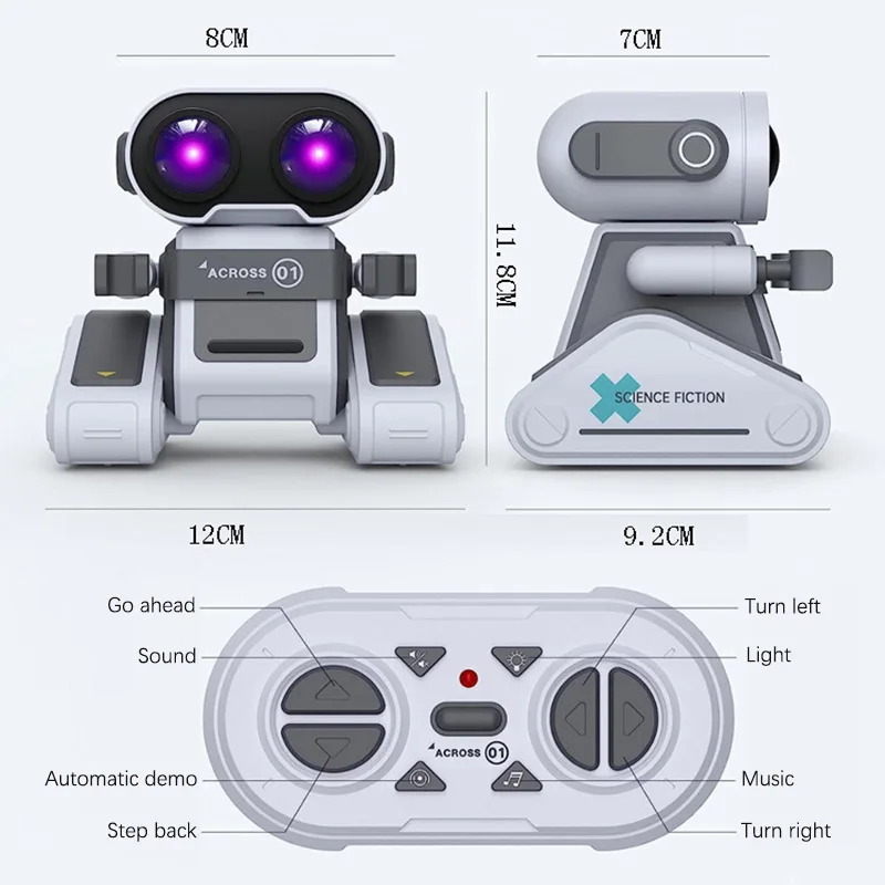 子供のためのリモコンロボットのおもちゃ,柔軟なヘッドアーム,音楽,電気ロボット,インタラクティブな子供のおもちゃ