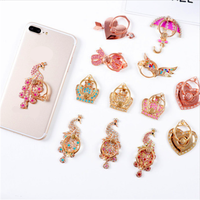 Mobile Phone Stand Holder Metal Crown Peacock For iPhone Xiaomi Huawei Ring All Phone Finger Ring Mobile Phone Stand Diamond